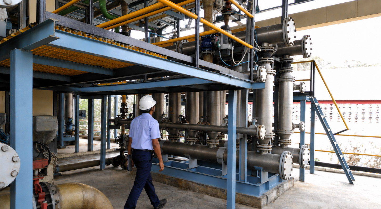 Membrane brine polishing system installed in a plant